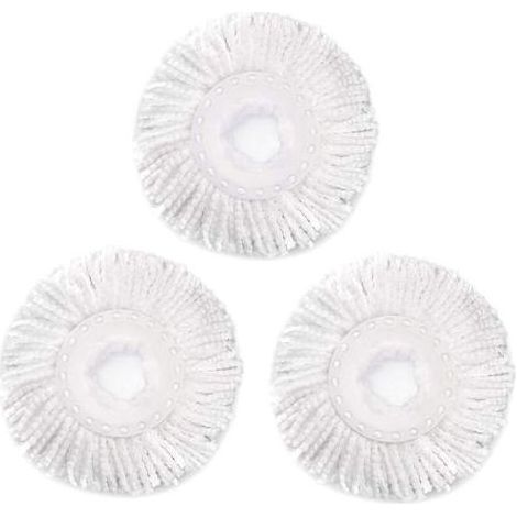 Lot de 3 têtes de rechange en microfibre blanche pour balai rotatif 360°, compatibles avec Hurrica, Mopnad, Cassabel et systèmes similaires (1/4)