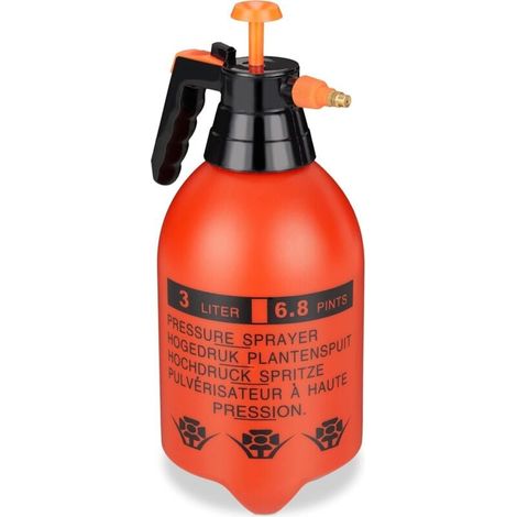 Arrosoir universel 3 L, buse réglable, pour arrosage et désherbage, pulvérisateur de jardin, orange et noir (1/4)