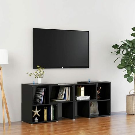 INLIFE Meuble TV Noir brillant 104x30x52 cm Aggloméré-DOU