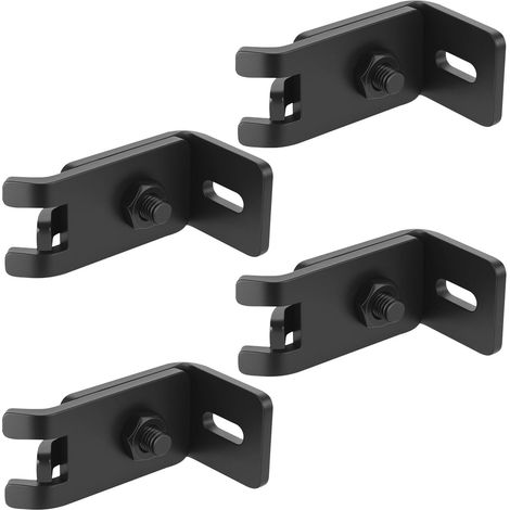 Lot de 4 équerres de raccordement murales à double barre, fixation en alliage de zinc, angle de raccordement mural avec vis, clôture à double barre, accessoires pour tapis de treillis sur le mur (1/5)