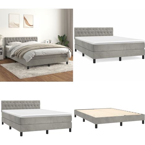 Boxspringbett mit Matratze Hellgrau 140x200 cm Samt - Samtbett - Boxspringbett - Doppelbett - Schlafzimmermöbel - Luxusbett - Home & Living (1/5)