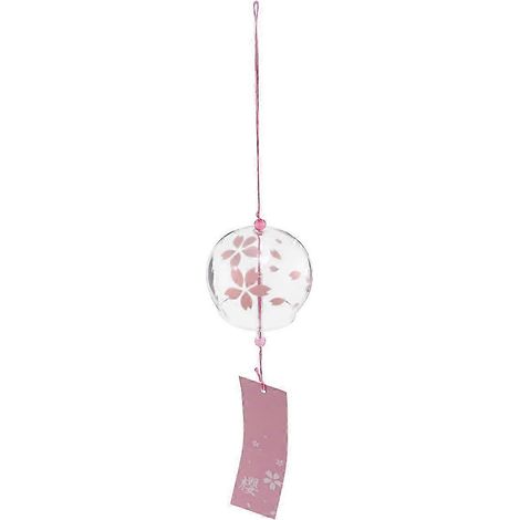 Carillon à vent en verre, ornement décoratif pour suspension, couleur cerise, avec corde et étiquettes aléatoires (1 ensemble). (1/5)