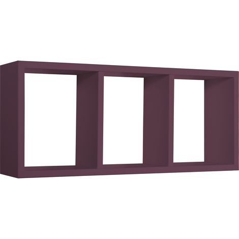 Mensola cubo 3 scomparti scaffale viola soggiorno salotto camera moderno Tristano