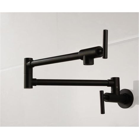 Robinet de Remplissage de Pot Laiton Mat Matte Noire Robinet Simple poignée potener Robe Robinet Robinet Sweet Bec Mur Montage Mur-Salle de Bain Robinet Pliant (1/3)