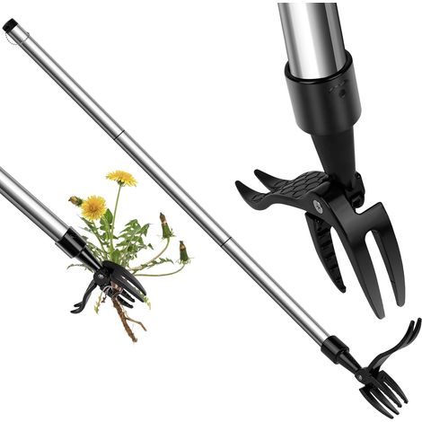 Désherbeur Manuel avec PéDale - Extracteur de Mauvaises Herbes en Acier, Outil de Jardinage Ergonomique pour Racines