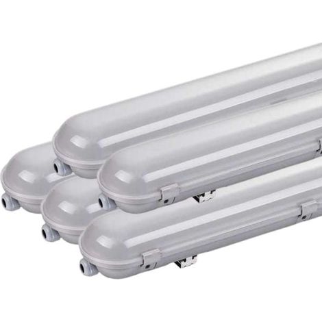 Réglette LED Étanche IP65 150CM 55W 120° avec lumière de secours - Pack de 5 / Blanc Froid - SILUMEN (1/3)