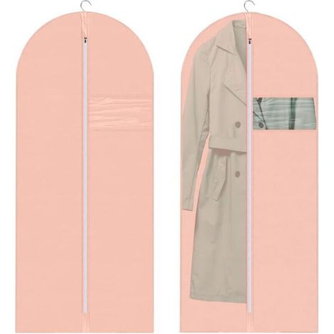 Sac à vêtements, 2 housses anti-poussière pour vêtements, housse de protection en tissu Oxford avec fermeture éclair, anti-mites, housse de protection pour robes, manteaux (rose)
