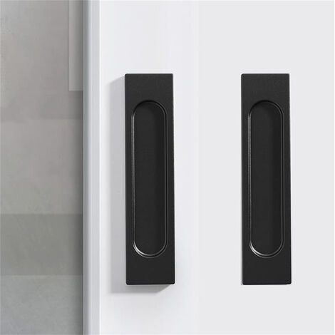 2 Pieces Self-Adhesive Sliding Door Handles, Furniture Handles without Drilling, Black (1/4)