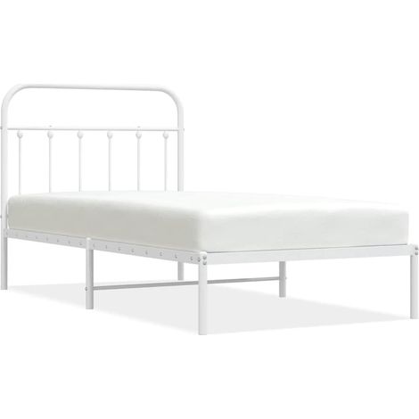 Maison Exclusive - Bettgestell mit Kopfteil Metall Weiß 100x190 c (1/5)