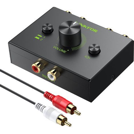 Commutateur Audio RCA Bidirectionnel 2 Entrées 1 Sortie / 1 Entrée 2 Sorties avec Volume et Mute Passif sans Alimentation Câble RCA 1.5m Inclus pour Platine Vinyle CD Ampli HiFi (1/5)
