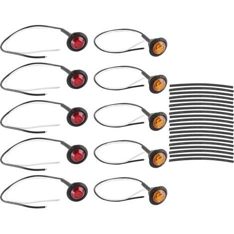 Luz de posición LED ámbar de 6000K, lente de policarbonato con tubo termorretráctil para remolques, camiones, furgonetas y camionetas. (1/3)