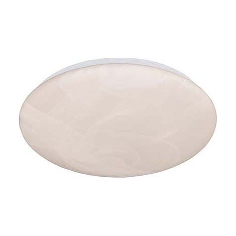 LED Deckenleuchte Wohnzimmerlampe Metall weiß alabasterfarbig rund D 28 cm
