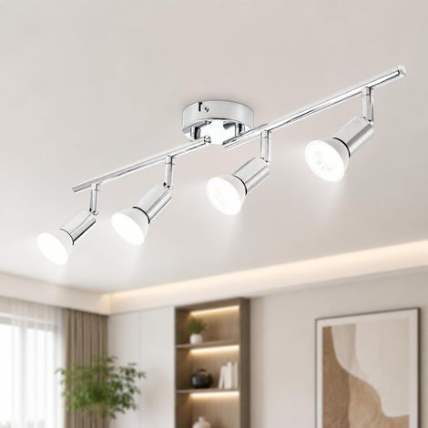 Lampe de plafond LED 4 Flammig, Lampe de plafond LED GU10, spot de plafond moderne pivotable 350°, Lampe de plafond LED intérieur pour cuisine chambre chambre lampe de plafond salon lampe, sans lumina (1/5)