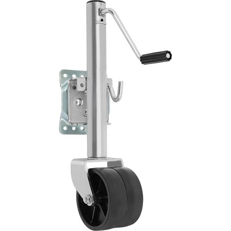 Cric de 680 kg pour roues directrices, adapté aux remorques, camping-cars et remorques nautiques, en acier galvanisé, cric à double roue de 10 pouces, roue en forme d'arc, usage intensif (1/5)