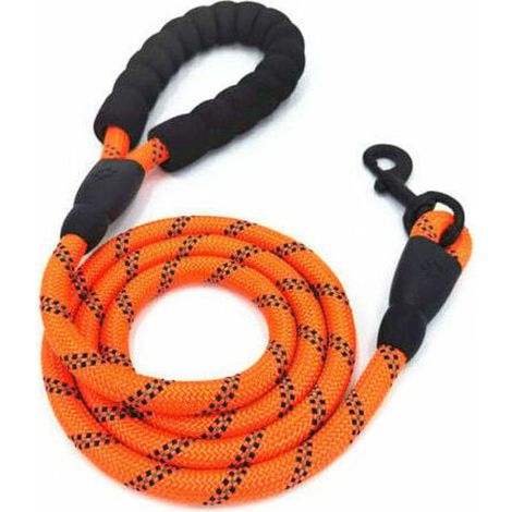 Ulisem 5Ft Reflective Dog Leash, Strong Dog Leash with Pull, Padded Handle, Dog Roll Leads, Anti-Slip Handle Rope, Orange - Orange (1/5)