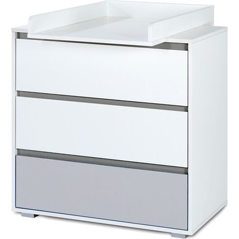 DALIA Commode bébé avec plan à langer amovible et 3 tiroirs Blanc (1/5)