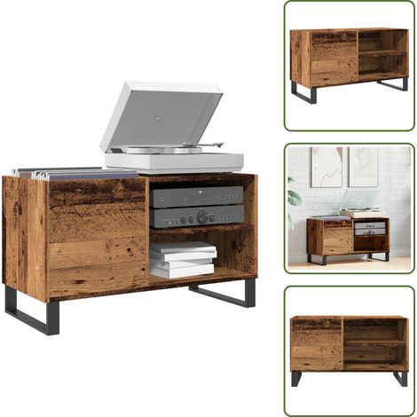 The Living Store Plattenschrank Altholz-Optik 84,5x38x48 cm Holzwerkstoff - Vinylschrank (1/5)