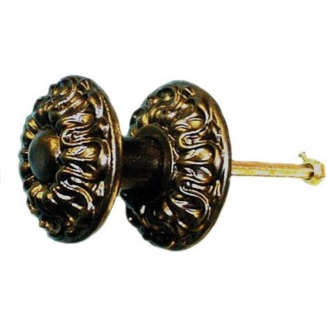 Jardinier Massard – Bouton de porte en fonte époxy noir 70 mm – Fixation sur platine – Style rustique pour centre de porte