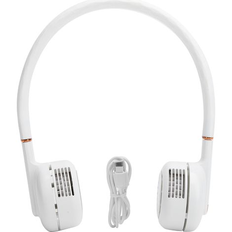 Ventilateur de cou portable sans pales, silencieux et rechargeable, idéal pour la maison, le bureau et les voyages (Blanc) (1/5)