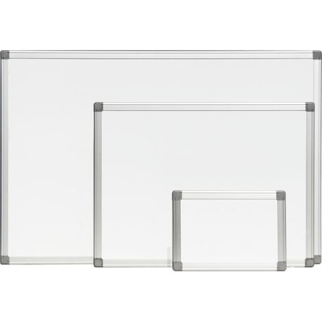 STIER Whiteboard, magnetisch mit Stiftablage und Alu-Rahmen, trocken abwischbar, 1800 mm x 1200 mm (B x H), Board mit Befestigungsmaterial, Vertikal und Horizontal montierbar