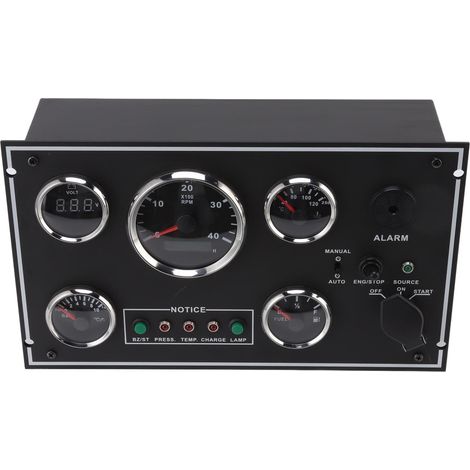 Compteur Multifonction 12V avec Contacteur à Clé pour Camping-car Bateau - Tachymètre, Température d'Eau, Voltmètre, Pression d'Huile et Jauge de Niveau, Panneau de Bord Complet (1/5)
