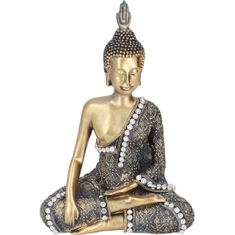 Statuette Bouddha Résine Rétro, Décoration Bureau et Intérieur Petit Bouddha Assis (1/5)