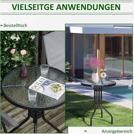 Table ronde ø60 cm h70 cm métal verre trempé, idéale balcon terrasse (1/5)