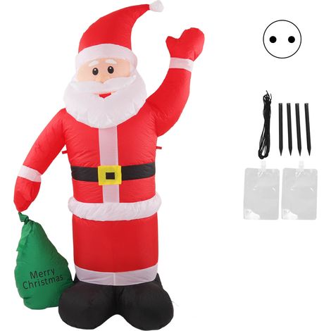 Décorations de Noël Gonflables Père Noël Lumineux, Étanche pour Jardin et Fêtes, avec LED Intégrée, Prise EU 100-240V (1/5)