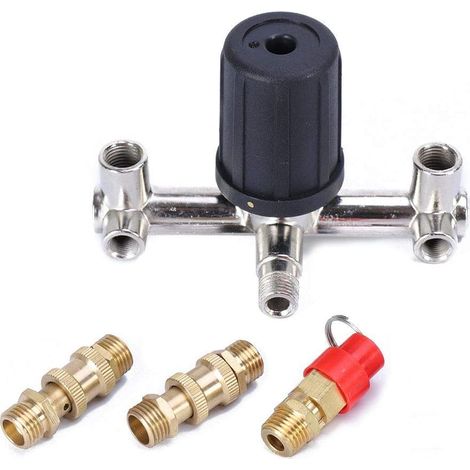 Compresseur d'Air Pressostat Régulateur de Pression Double Sortie Tube Valve Pièce d'Ajustement avec Support SP24118001 (1/5)