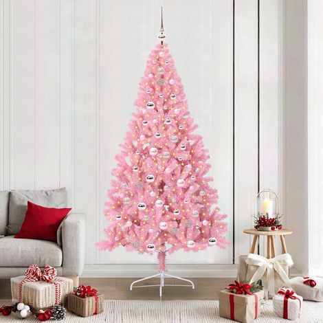 vidaXL Árbol de Navidad Artificial Preiluminado Rosa 210 cm PVC (1/5)