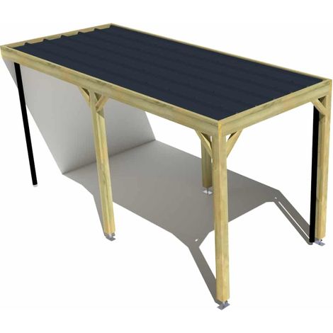 Carport bois • 2m x 5m • adossée • sens largeur • livraison comprise (1/3)