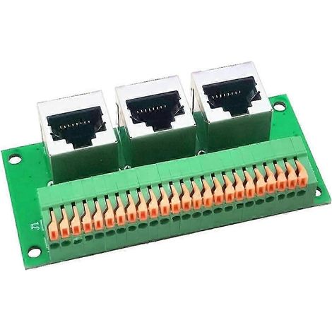 Carte de répartition de connecteurs femelles RJ45, connecteur RJ45 femelle à trois voies à borne à ressort rapide 8 broches sans soudure avec carte PCB. (1/5)