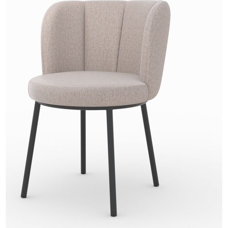 Chaise en tissu beige chiné et pieds noirs - ABY (1/5)
