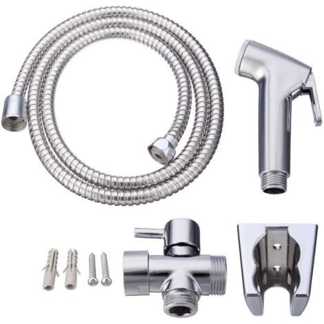 Kit hygiène WC. Robinet 3 voies + Douchette ABS + Flexible 1,5m + Support