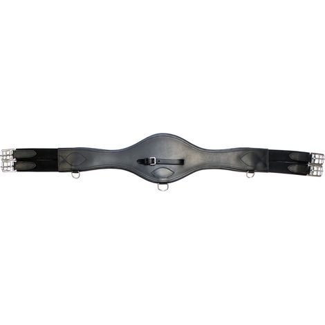 Sottopancia inglese a caramella  in cuoio con fibbie inox e elastici tono su tono: 135 cm, Nero (10)