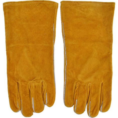 Gants de soudage RTD1526 en cuir de vachette jaune, doigts entiers, pour l'industrie de la fusion, la découpe et le polissage (1/5)