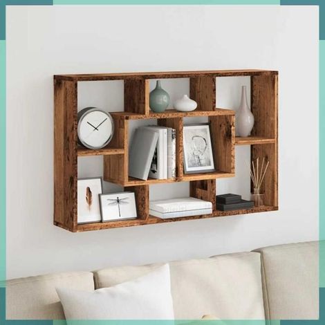 Étagère murale - 857013 - vieux bois - 85 x 16 x 52,5 cm - bois d'ingénierie (1/5)