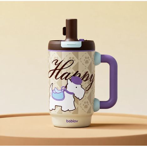 Mug à café isotherme  Gobelet étanche avec paille, grande capacité et design mignon pour femmes – Idéal pour le bureau, les boissons et le transport，Kaki (1/5)