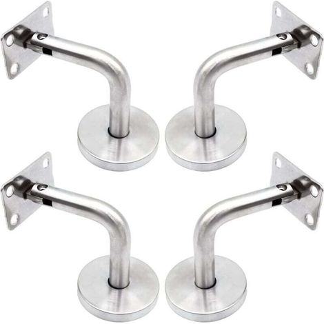 Supports de rampe murale Ulisem, support d'escalier en acier inoxydable poli avec base de recouvrement, support de montage mural, garde-corps mural intérieur, rampe de grenier, support de couloir, lot