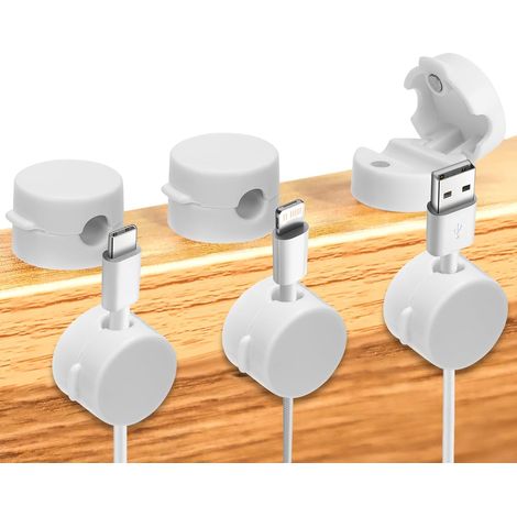 6pcs Clips de Gestion de Câbles Magnétiques, Support de Câble de Chargement de Téléphone Adhésif Puissant Gestionnaire de Câbles (Blanc) (1/5)