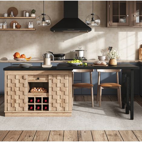 Mueble de cocina giratorio 120-197 cm con almacenaje y botellero DESVIAE (1/5)