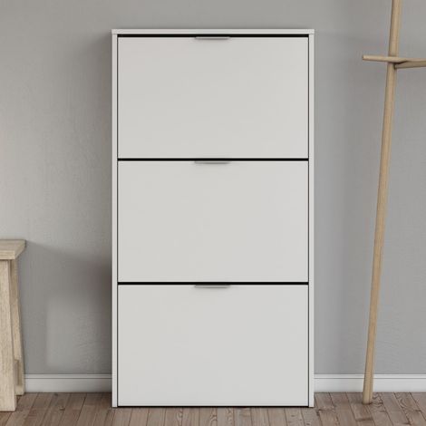 Meuble à chaussures avec 3 portes, capacité 18 paires - Blanc - MC81011 (1/5)