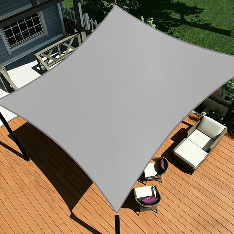 Voile d'Ombrage 2x3m Rectangulaire Imperméable, Voile Ombrage avec 95% Protection UV pour Terrasse, Jardin et Piscine Extérieure, Gris Clair (1/5)