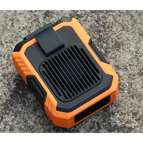 BEBUSINGOTO Ventilateur à pince pour la taille, 3 vitesses, fonctionnement sur batterie 4000 mAh, ventilateur collier mains libres avec fonction de charge - couleur orange (1/5)