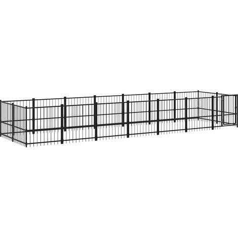 Maison Exclusive - Outdoor-Hundezwinger Stahl 13,14 m² (1/5)