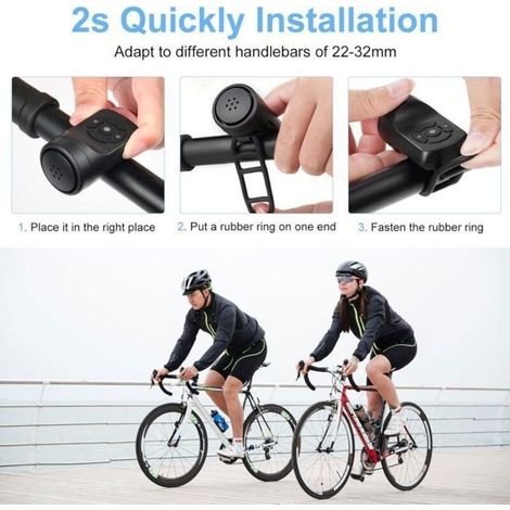 Sonnette de Vélo Électrique, Étanche IPX4 Klaxon de vélo de Charge USB Portable avec Alarme