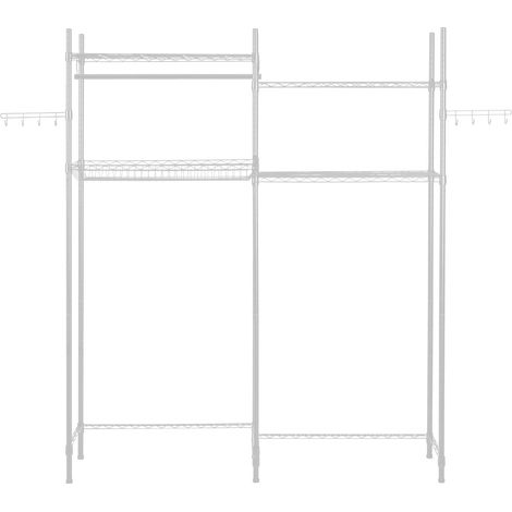 Étagère de rangement 4 niveaux pour machine à laver et sèche-linge, avec barre de suspension et crochets, réglable sur deux rangées, blanc. (1/5)