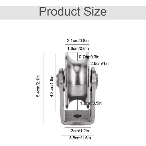 Poulie Simple Poulie pour Cable Acier INOX, Poulie de levage, Poulie Escalade Poulie Rouleau de Chargement, Poulie de Levage Capacité 30kg - 1pcs Argent (1/3)