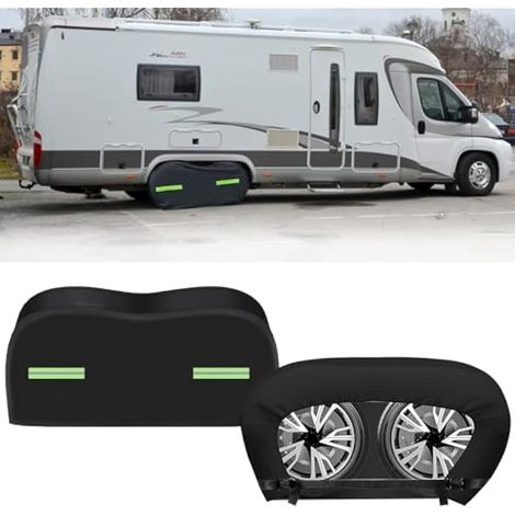 Lot de 2 Housses de Pneu de remorque pour véhicule récréatif, 200D Housse de Roue de Voiture imperméable pour Camping-Car, remorque de Voyage, Protection Universelle pour Toutes Les (30-32 inch) (1/5)