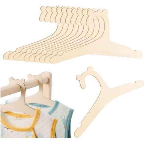 Cintres pour Bébé - Noname - Lot de 10 - Bois Naturel - Antidérapant - Économie d'Espace